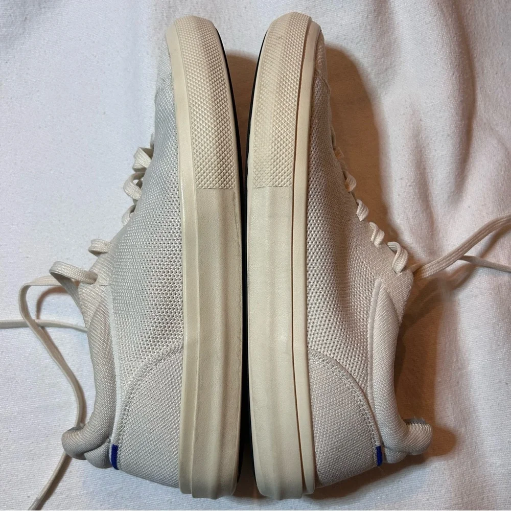 Rothy's RS02 Unisex Lace-Up Sneakers Men 9 Women 10.5 Beige Knit Mesh Comfort - Picture 7 of 8